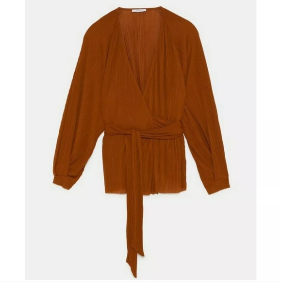 ZARA Pleated Wrap Top Womens Large - Picture 3 of 7